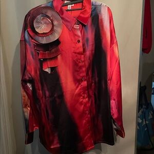 Elegant Red and Black Women's Top